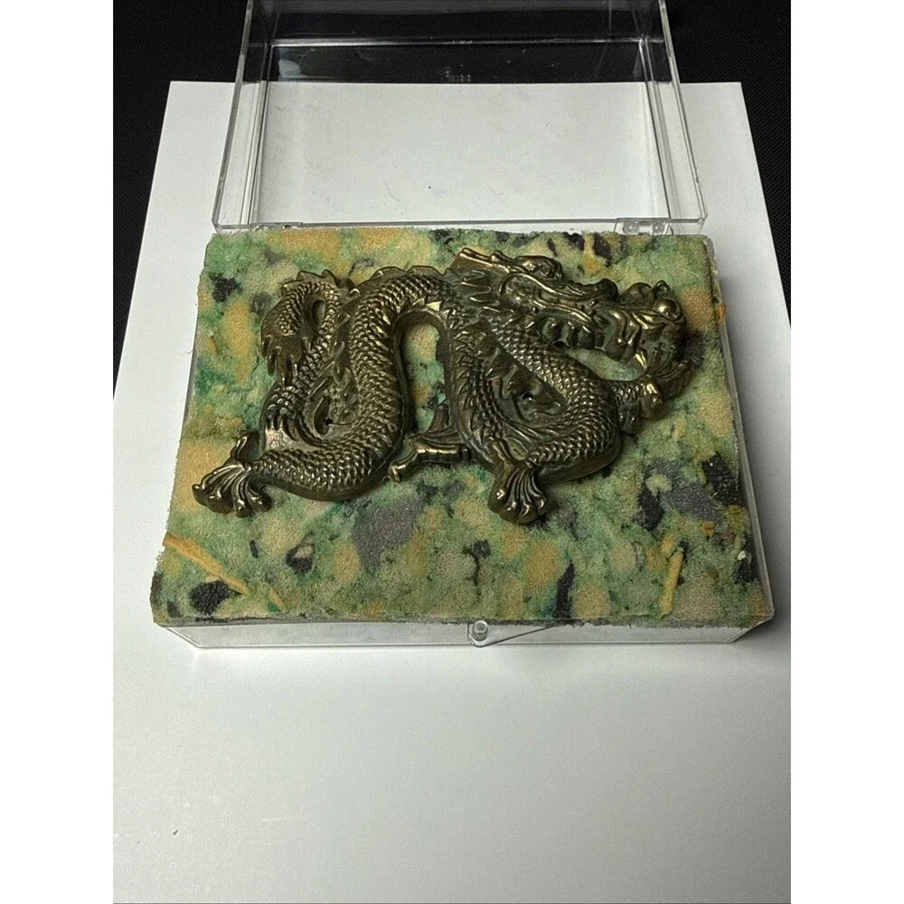 Vintage 1981 Baron Buckles Solid Brass Chinese Dragon Belt Buckle